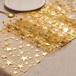 Elegant Table Runner GlamourShine | Metallic Mesh with Star Motif in Gold, Rose Gold, or Silver | Ideal for Festivities & Table Decoration