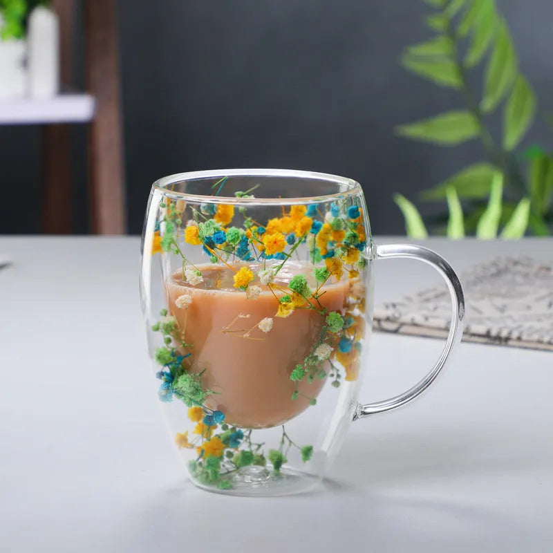 2er Set Doppelt Wandbecher mit Trockenblumen