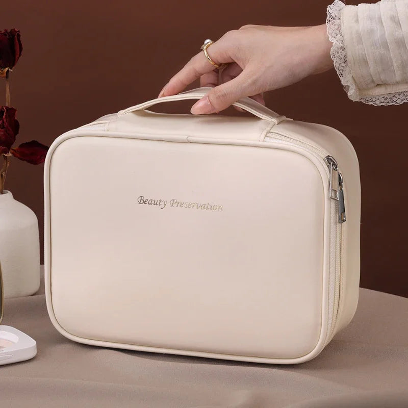 Elegant Cosmetic Bag | Spacious & Water-Repellent | Flexible Design | Faux Leather in Rose/Black