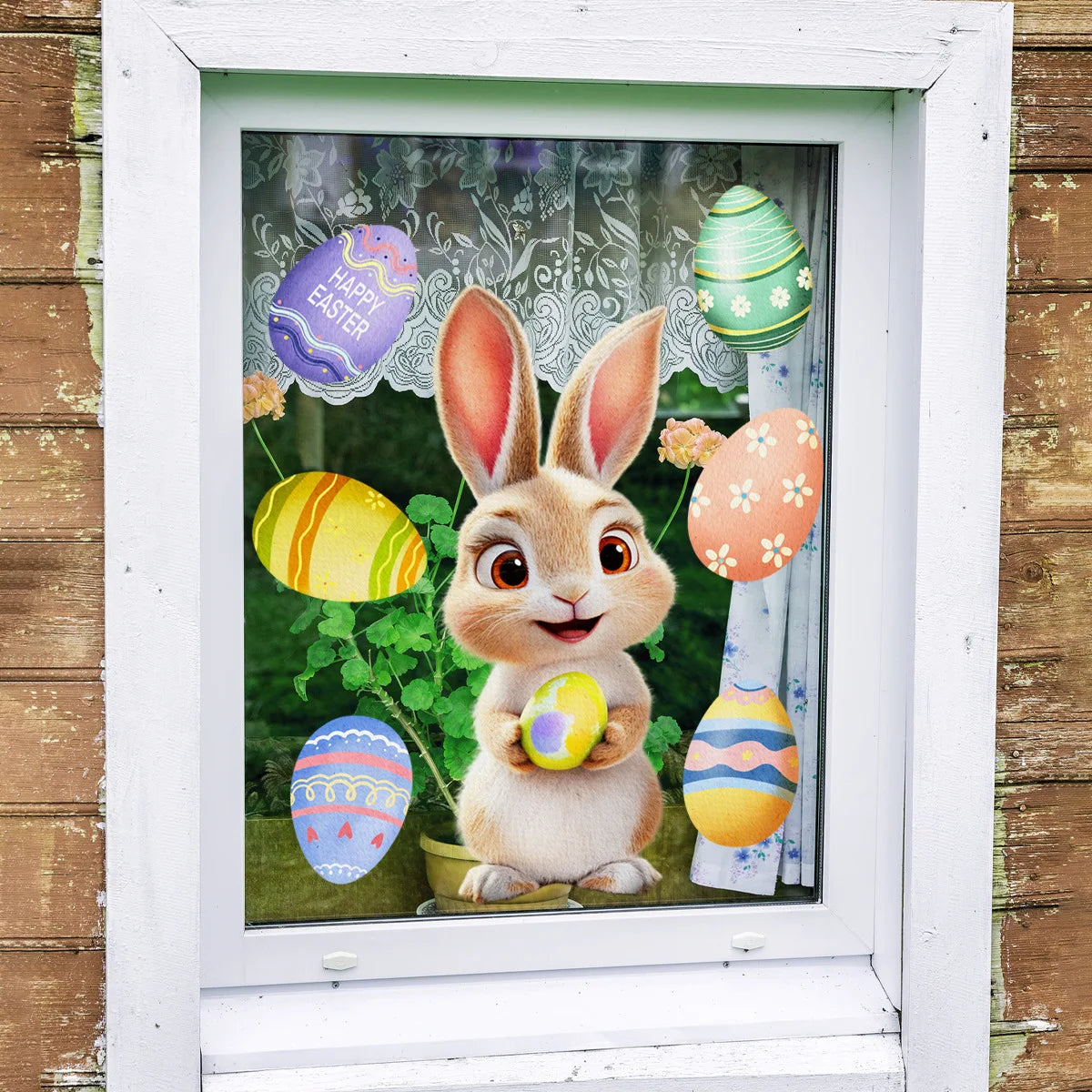 Colorful Window Decoration for Easter | Cheerful Bunnies & Eggs