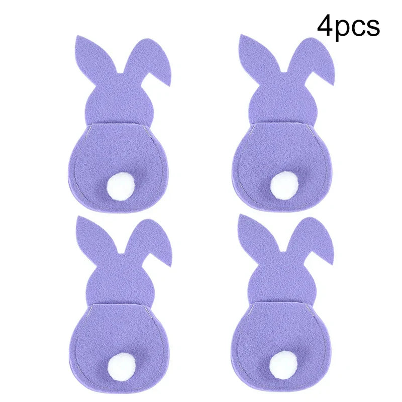 Happy Easter Decor: Set of 4 Bunny Cutlery Holders