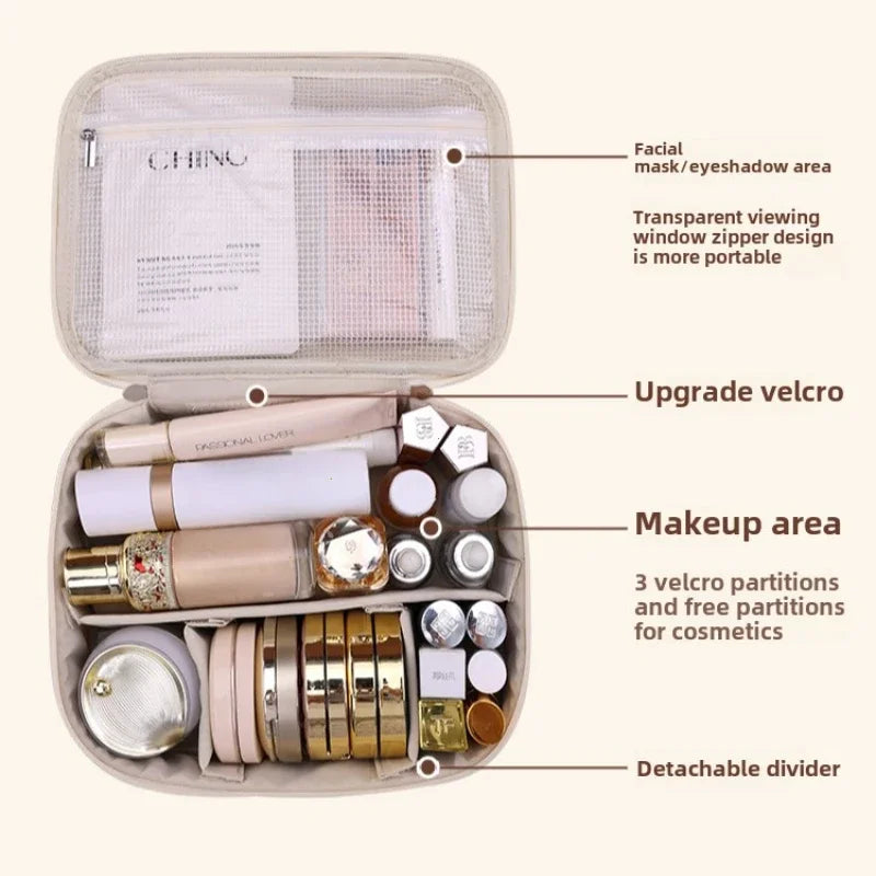 Elegant Cosmetic Bag | Spacious & Water-Repellent | Flexible Design | Faux Leather in Rose/Black