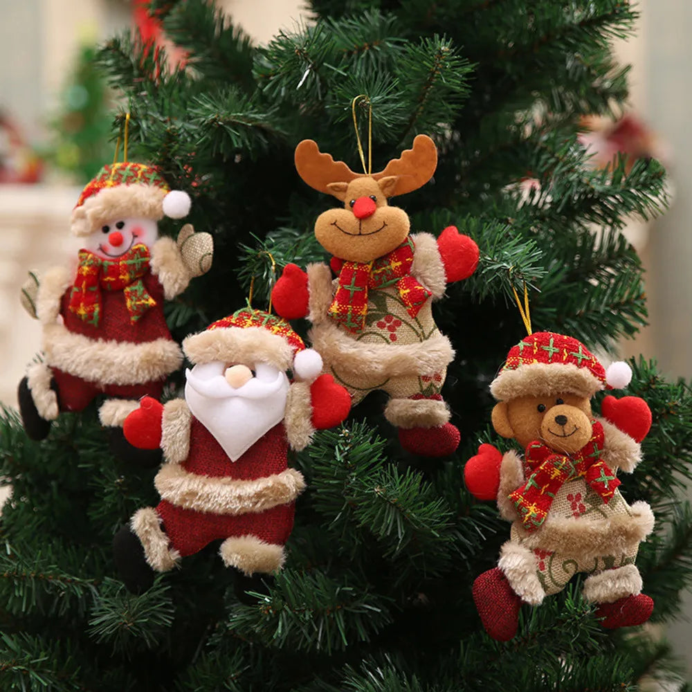 Weihnachtsbaum Schmuckset – Weihnachtsdekoration mit Weihnachtsmann, Rentier und Schneemann