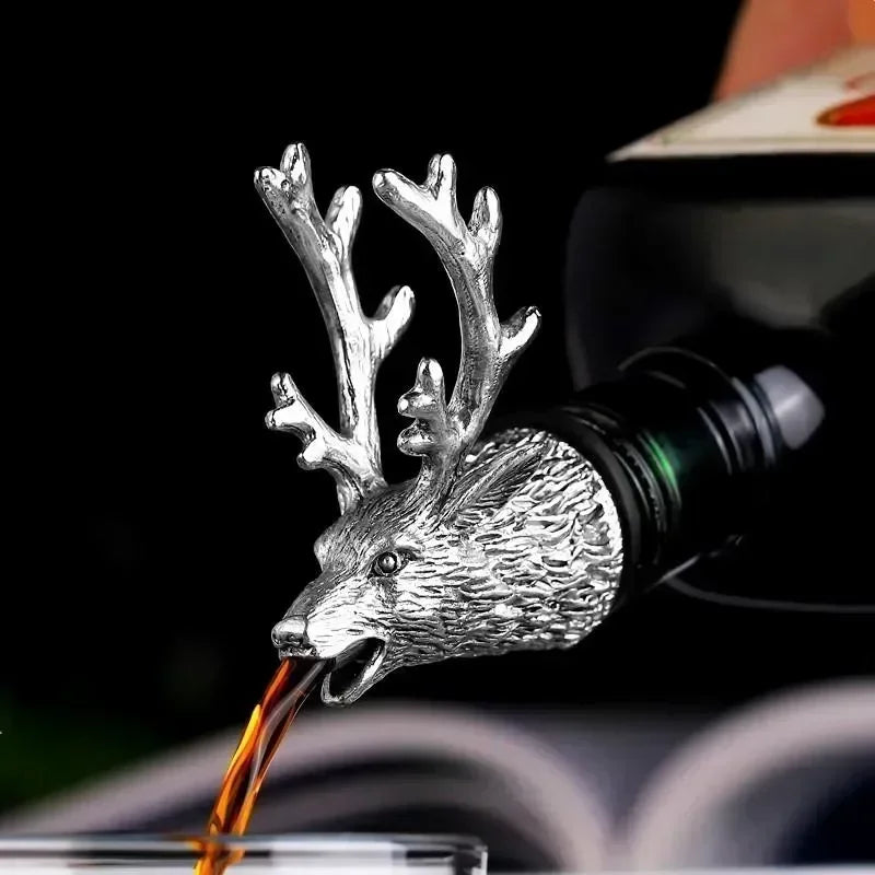 Eleganter Wein-Ausgießer in Hirschkopf-Design aus Zinklegierung