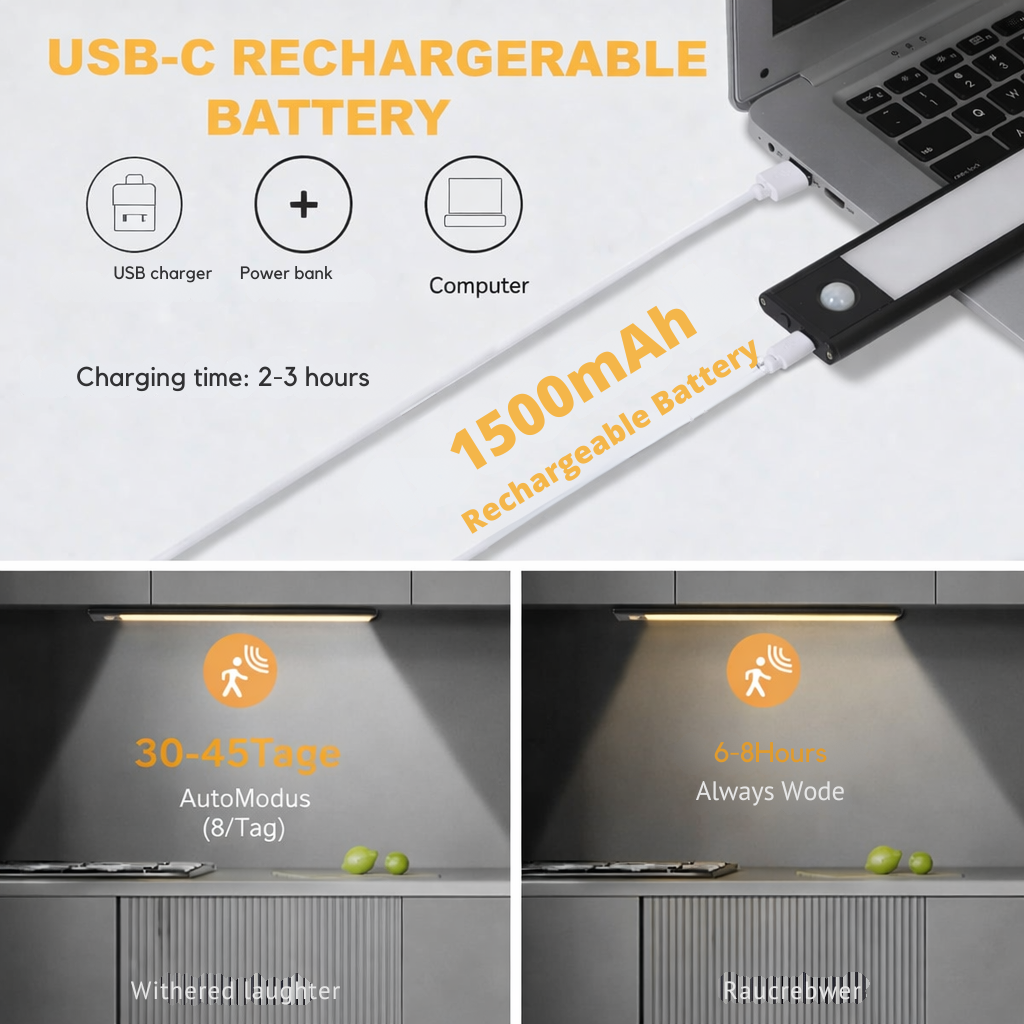 Bewegungssensor Licht | Wiederaufladbar über USB | Dimmbar & Kabellos