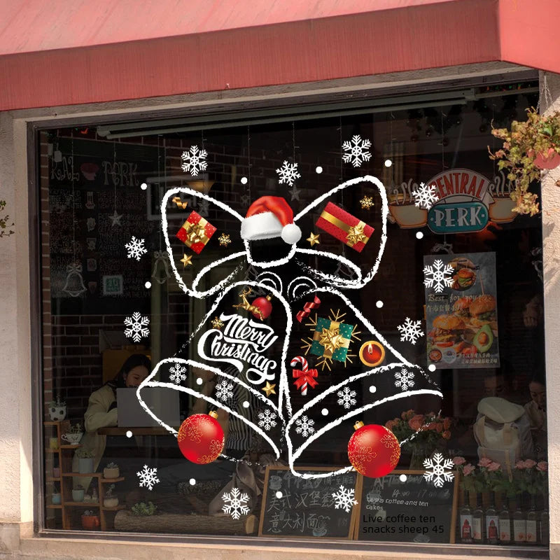 Weihnachtliche Fensteraufkleber für den Winter – Wiederverwendbare PVC-Dekoration mit Glockenmotiv