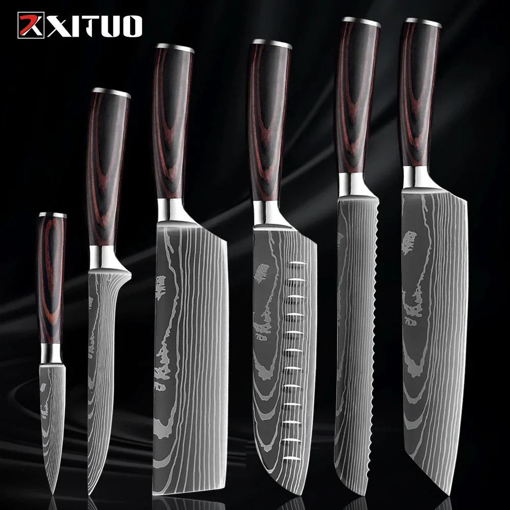 Edelstahl Küchenmesser Set von Nahria - 1-9 Teile mit Ergonomischen Griffen
