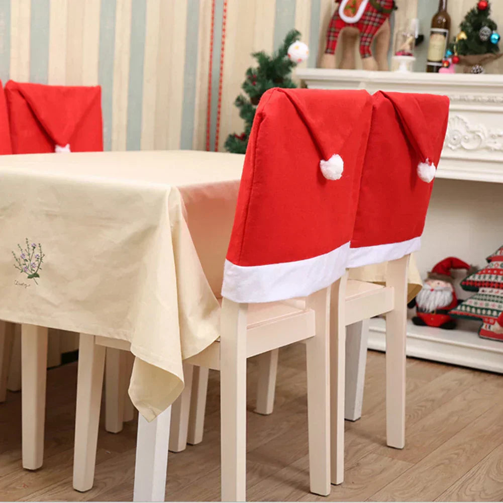 Weihnachtsstuhlbezüge im Santa-Design – Set von dekorativen Bezügen