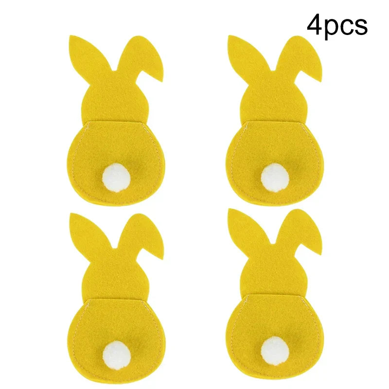 Happy Easter Decor: Set of 4 Bunny Cutlery Holders