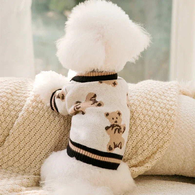 Gestreifter Strickpullover für Hunde – warmes Cardigan