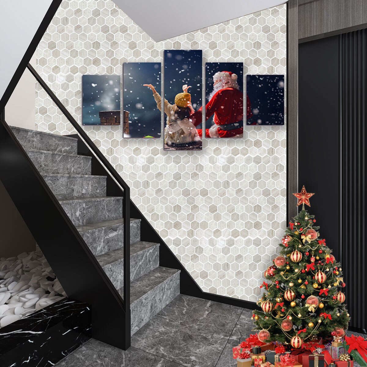 3D Selbstklebende Sechseckige Wandaufkleber