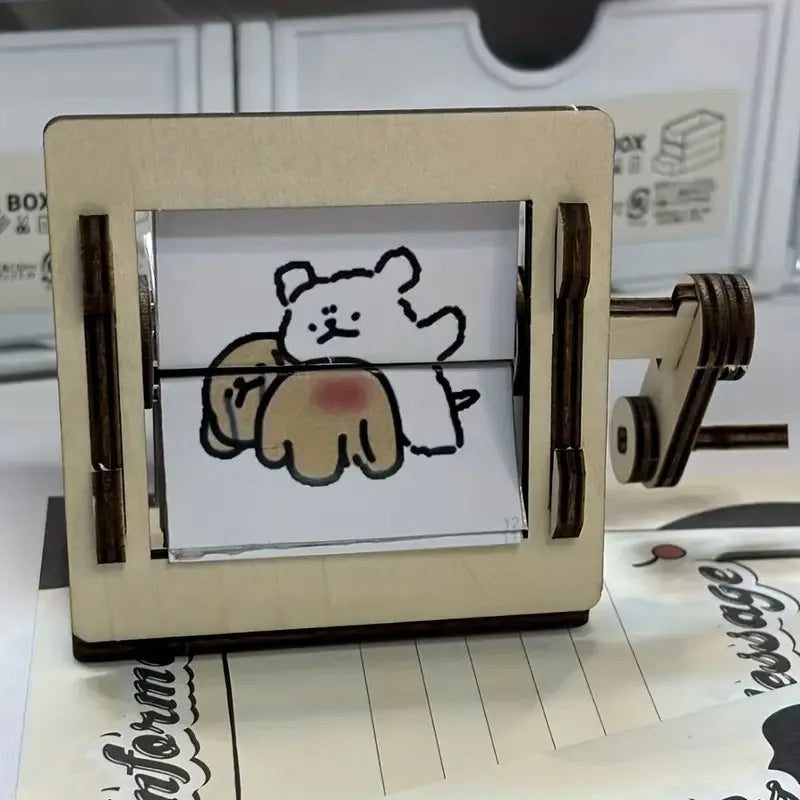 Holz Handkurbel Animationsmaschine Bastelset für Schreibtischdekoration
