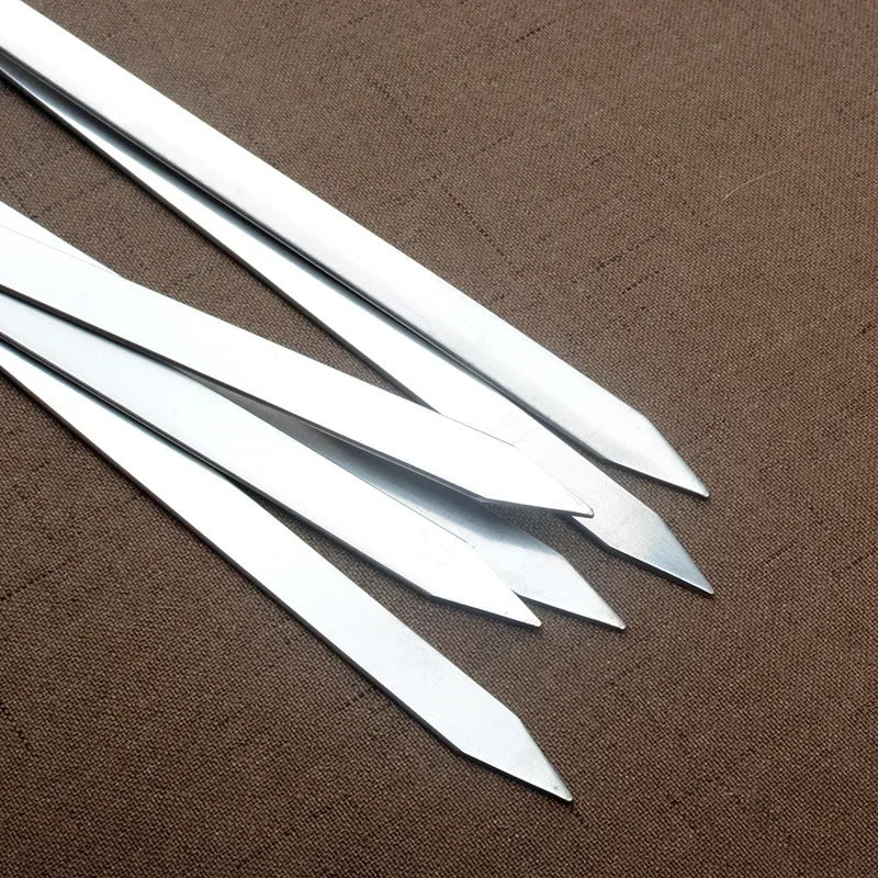 Ultimate Grill Skewers | Long Stainless Steel Skewers with Wooden Handle | Set of 6
