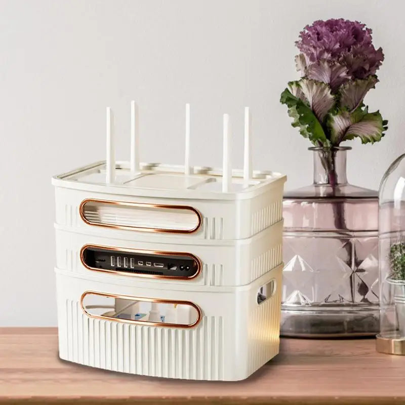 Staubdichte Aufbewahrungsbox für Router – Dekorativer Organizer