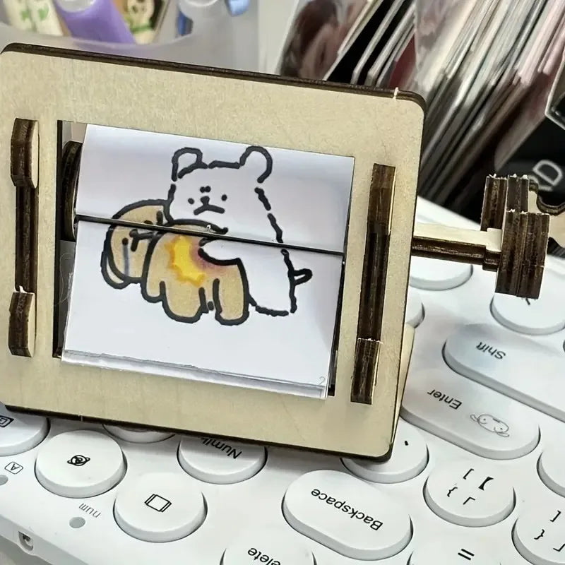 Holz Handkurbel Animationsmaschine Bastelset für Schreibtischdekoration