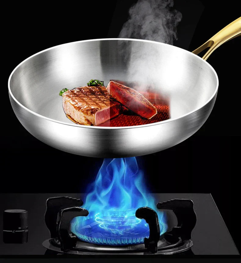 Edelstahl Bratpfanne für Gas- und Induktionsherde – Profi-Qualität