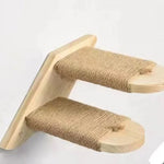 Wandmontierte Katzen-Kletterleiter aus Holz mit Sisal