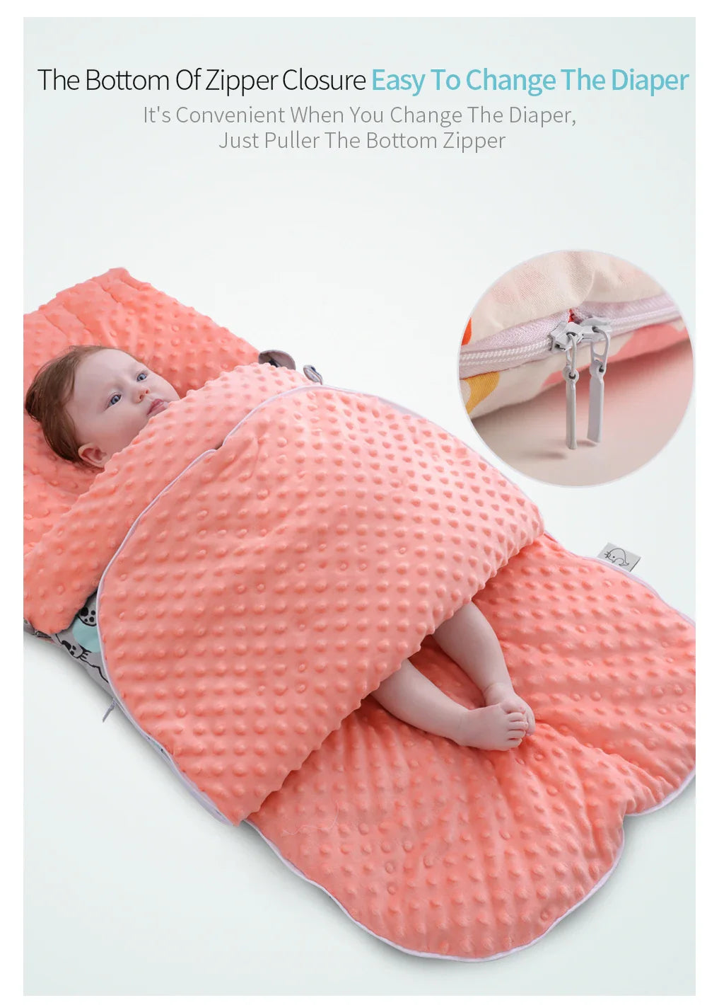 Schlafsack für Babys mit Kapuze – Minky-Decke für Neugeborene