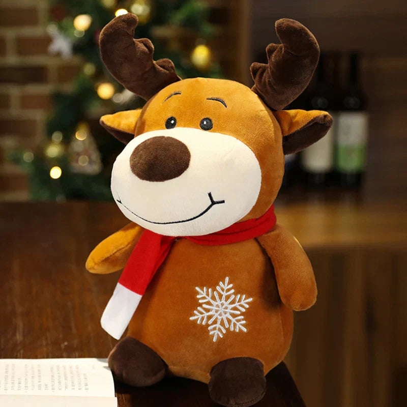 Weihnachtliche Plüschspielzeuge zur Dekoration – Rentier, Weihnachtsmann, Schneemann