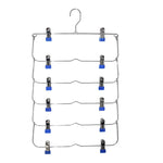 Space-Saving Stainless Steel Trouser Organizer with 12 Clips