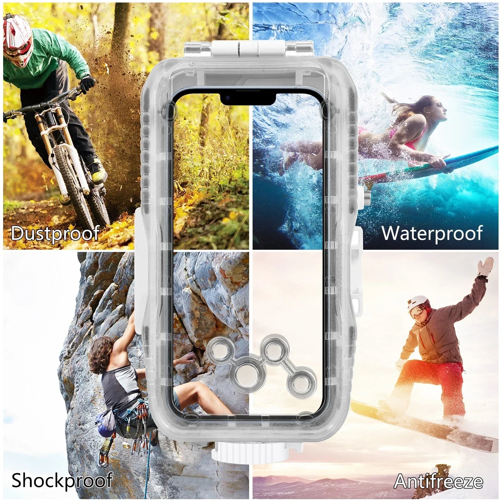 Wasserdichtes Tauchgehäuse für iPhone mit 40m Schutz und Touch-Steuerung – AquaGuard
