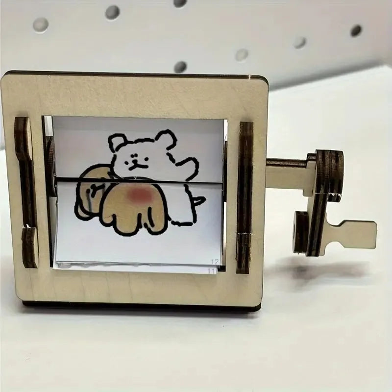 Holz Handkurbel Animationsmaschine Bastelset für Schreibtischdekoration