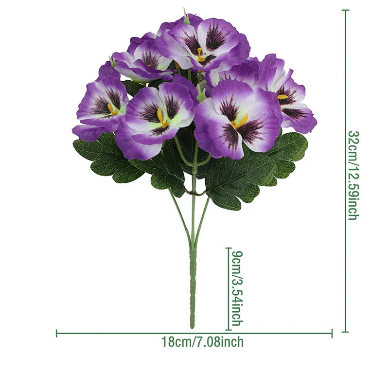 Elegant Artificial Pansies | 5 Stems for Events and Decoration