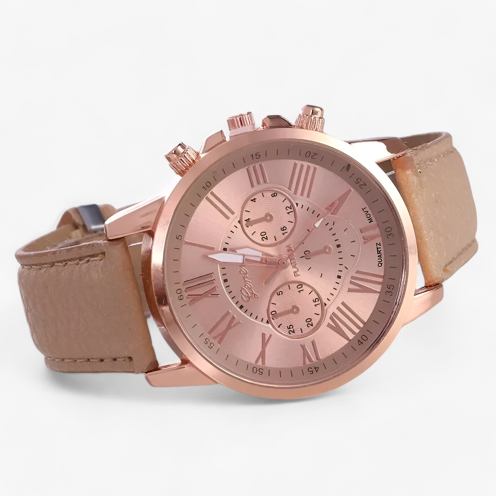 Stilvolle Damenuhr mit echtem Lederarmband