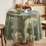 Elegante Runde Tischdecke aus Transparenter Spitze mit Blumenmotiv