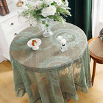 Elegante Runde Tischdecke aus Transparenter Spitze mit Blumenmotiv