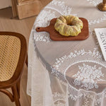 Elegante Runde Tischdecke aus Transparenter Spitze mit Blumenmotiv