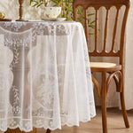 Elegante Runde Tischdecke aus Transparenter Spitze mit Blumenmotiv