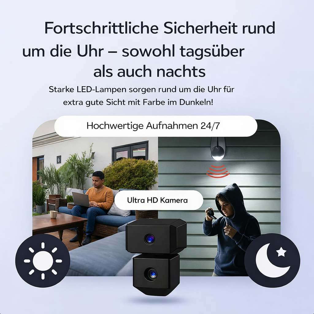Kabellose Sicherheitskamera mit 4K Nachtsicht und Akku
