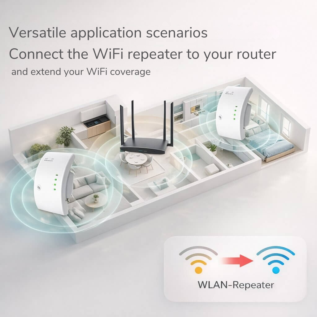 WiFi-Verstärker | Größere Reichweite | Einfache Plug-and-Play-Installation