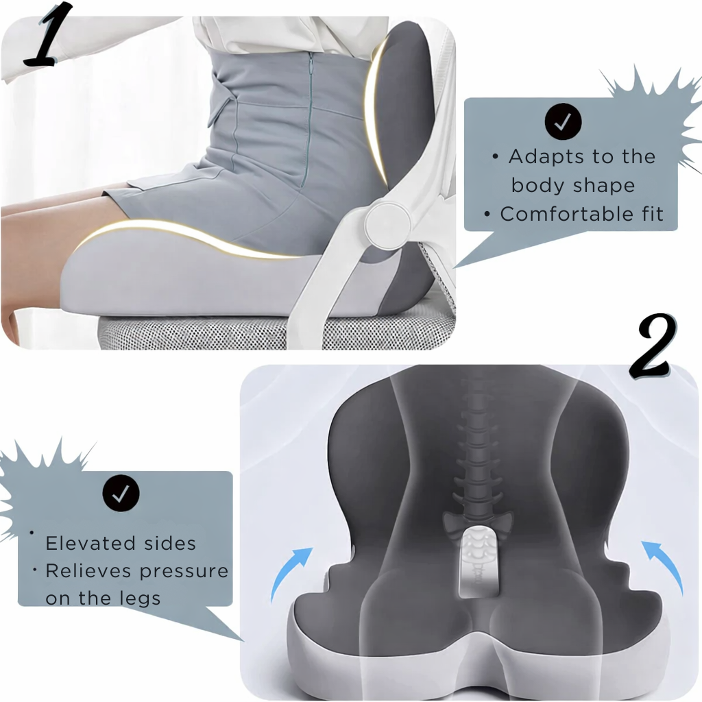 Bequemer Sitzsitz | Ergonomisches Kissen aus Memory-Schaum | Druckentlastend & Rutschfest | ComfortSeat