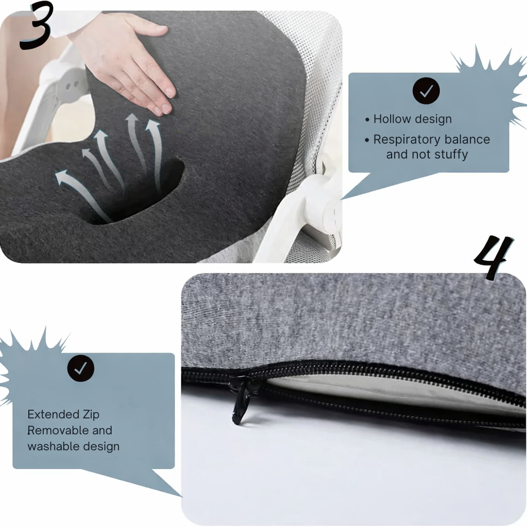 Bequemer Sitzsitz | Ergonomisches Kissen aus Memory-Schaum | Druckentlastend & Rutschfest | ComfortSeat