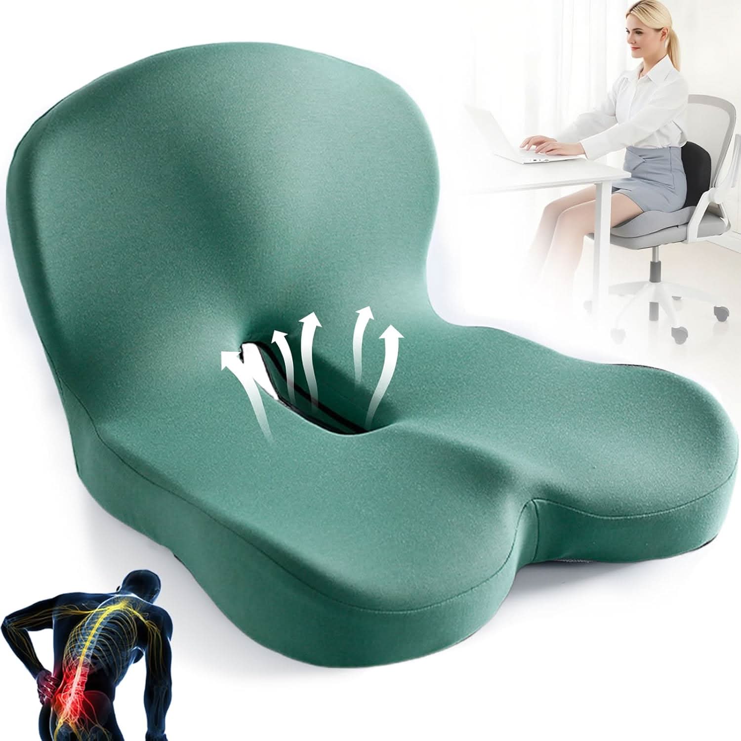 Bequemer Sitzsitz | Ergonomisches Kissen aus Memory-Schaum | Druckentlastend & Rutschfest | ComfortSeat