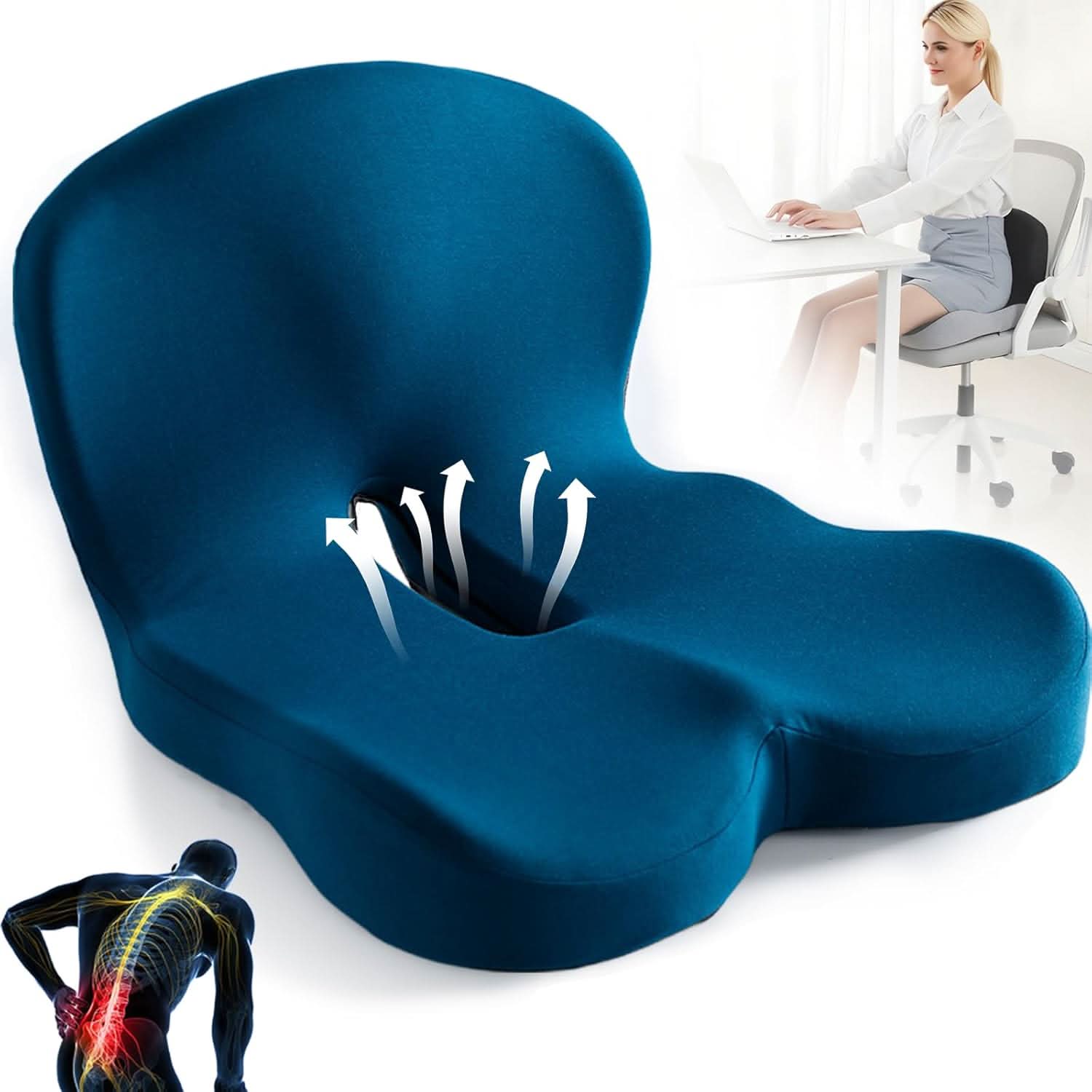 Bequemer Sitzsitz | Ergonomisches Kissen aus Memory-Schaum | Druckentlastend & Rutschfest | ComfortSeat
