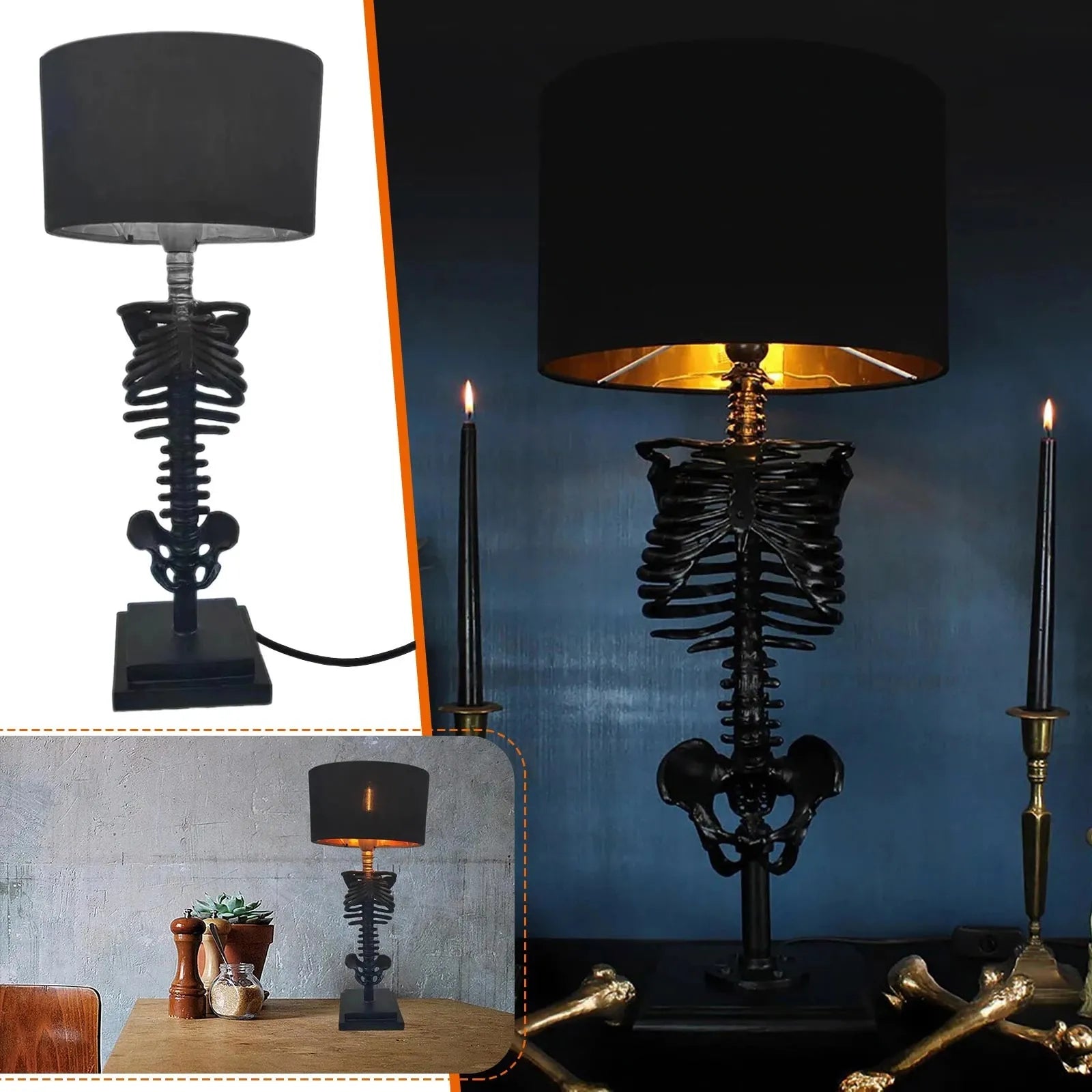Kreative Tischlampe im Skelett-Design