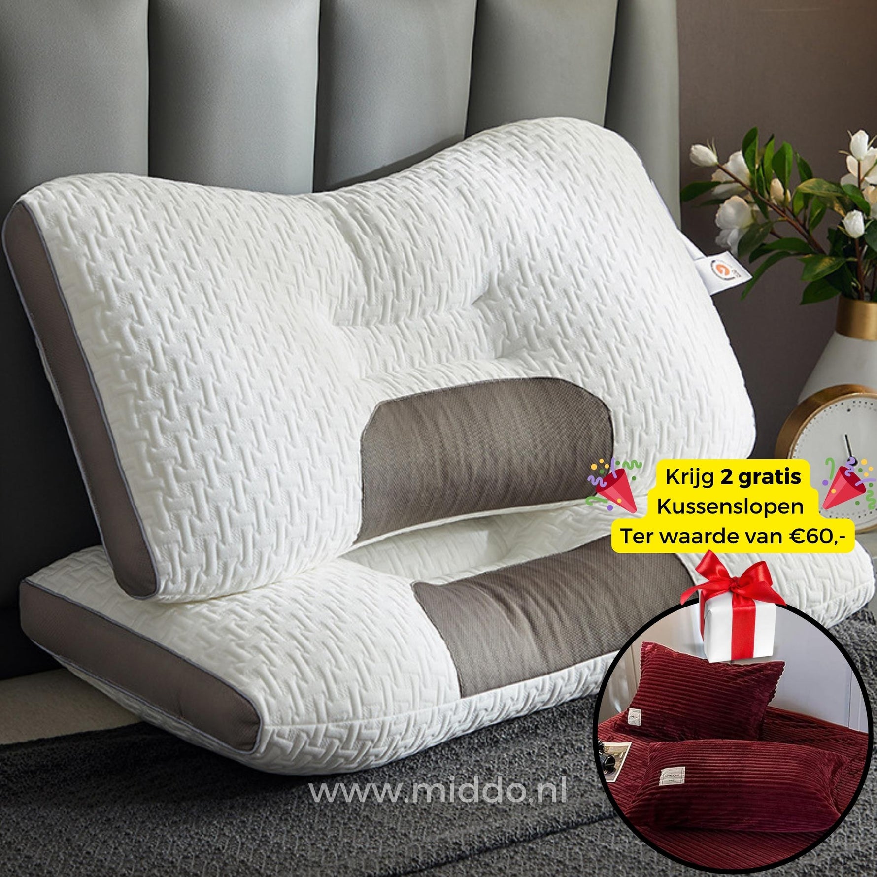Ergonomic Neck Support Pillow | Ideal for Back and Side Sleepers with Free Covers!