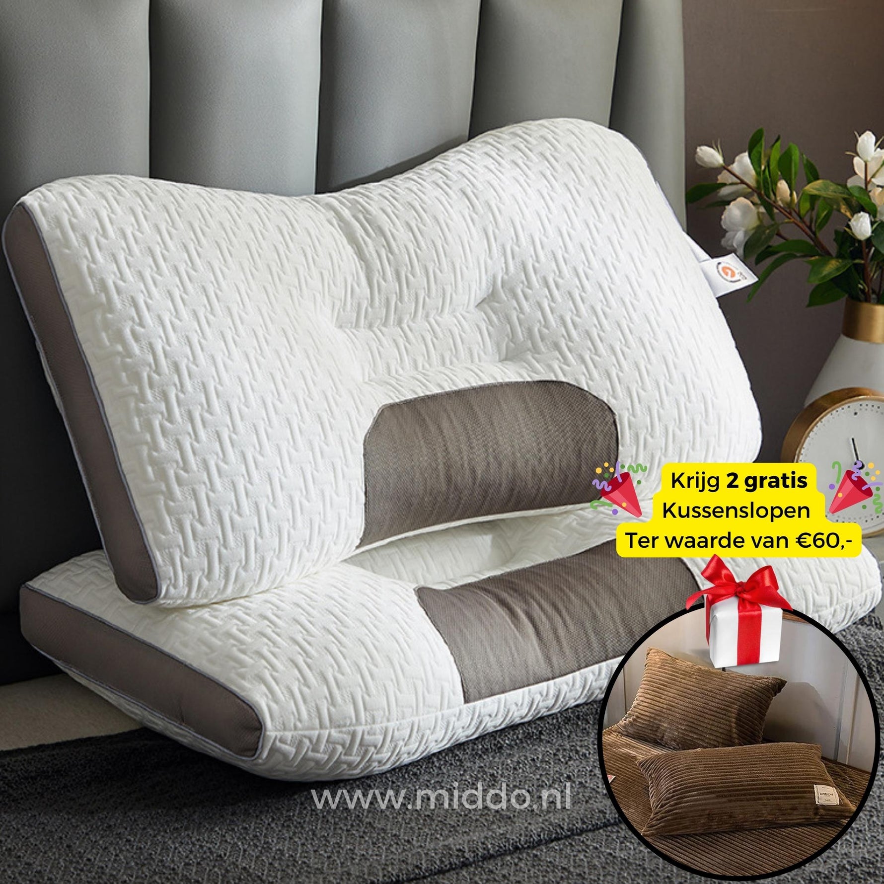 Ergonomic Neck Support Pillow | Ideal for Back and Side Sleepers with Free Covers!