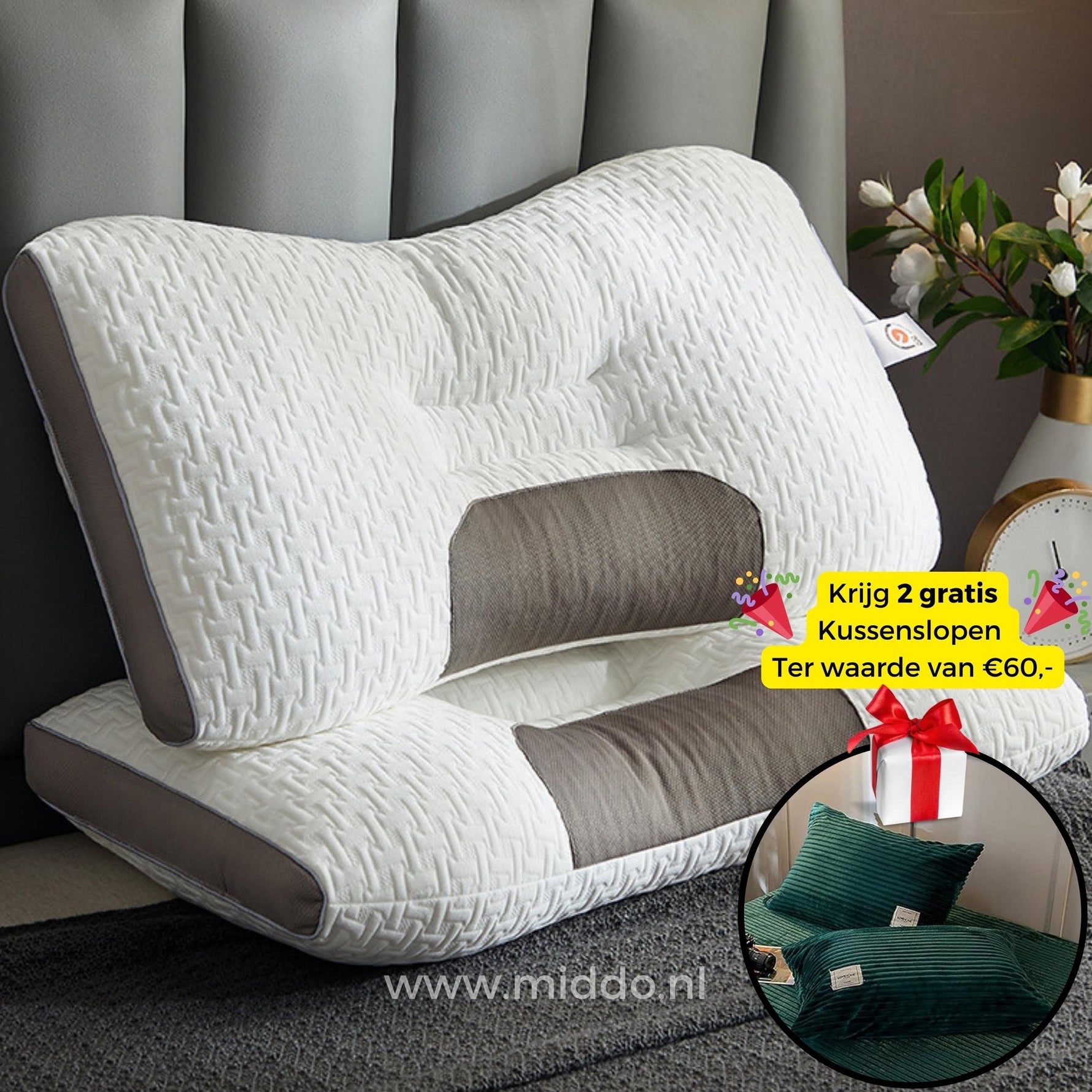 Ergonomic Neck Support Pillow | Ideal for Back and Side Sleepers with Free Covers!