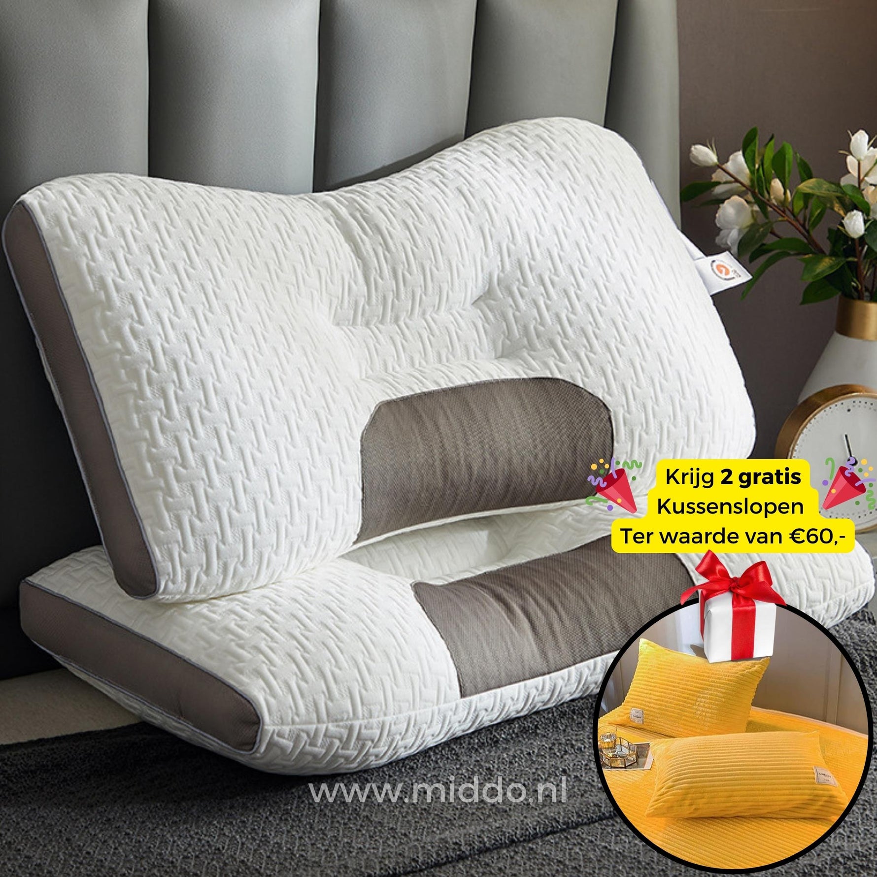 Ergonomic Neck Support Pillow | Ideal for Back and Side Sleepers with Free Covers!
