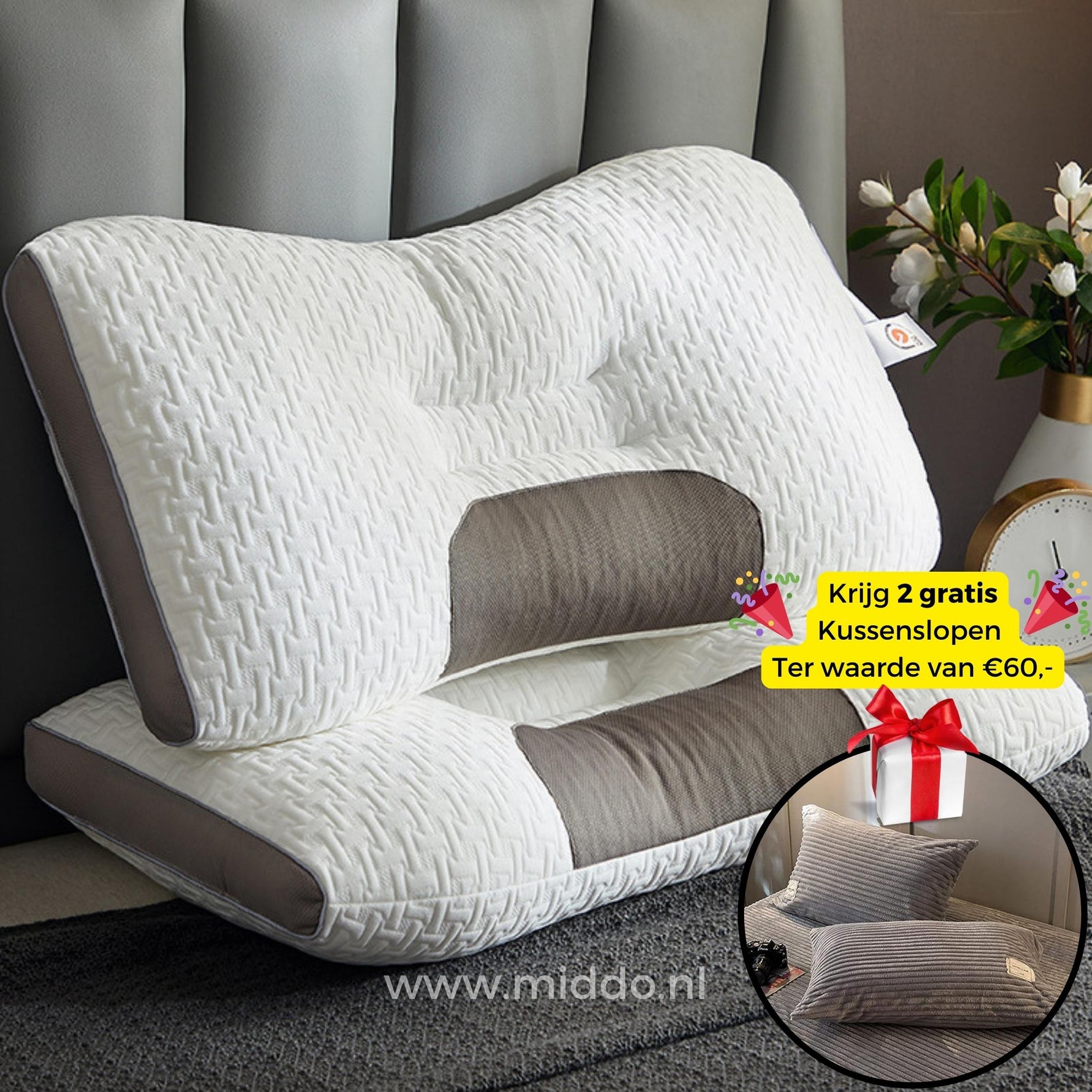 Ergonomic Neck Support Pillow | Ideal for Back and Side Sleepers with Free Covers!