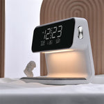 Multifunktionale Nachtlampe mit kabelloser Ladestation und Wecker