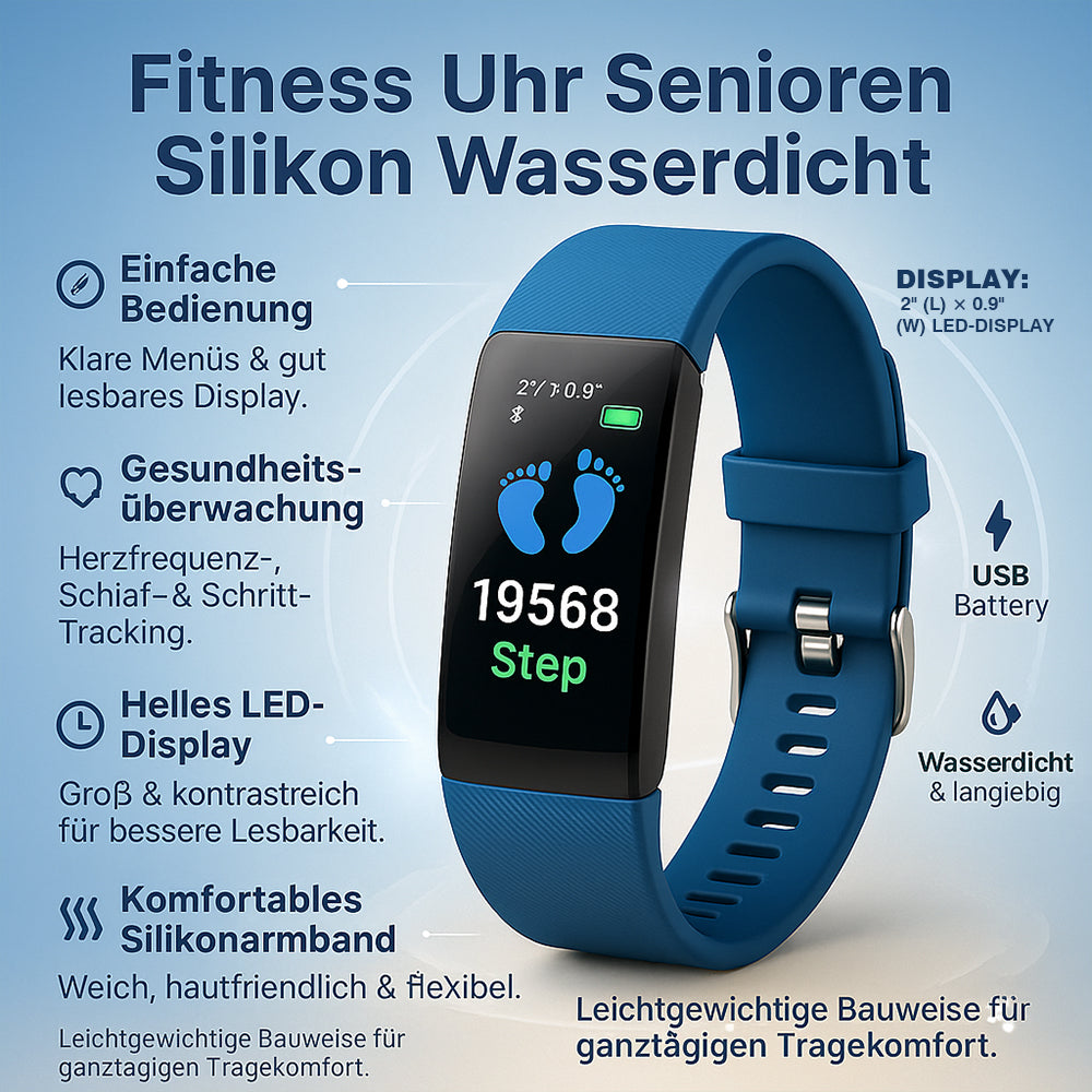 Fitness-Uhr | Gesundheitsüberwachung leicht gemacht | Herz- und Schlafmonitor | VitalGuard