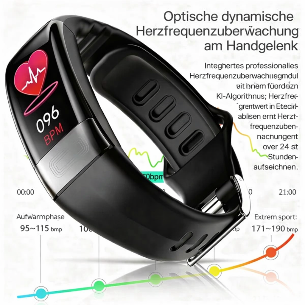 Elegant Smartwatch für Gesundheitsüberwachung | ECG, Blutdruck & Schlafanalyse