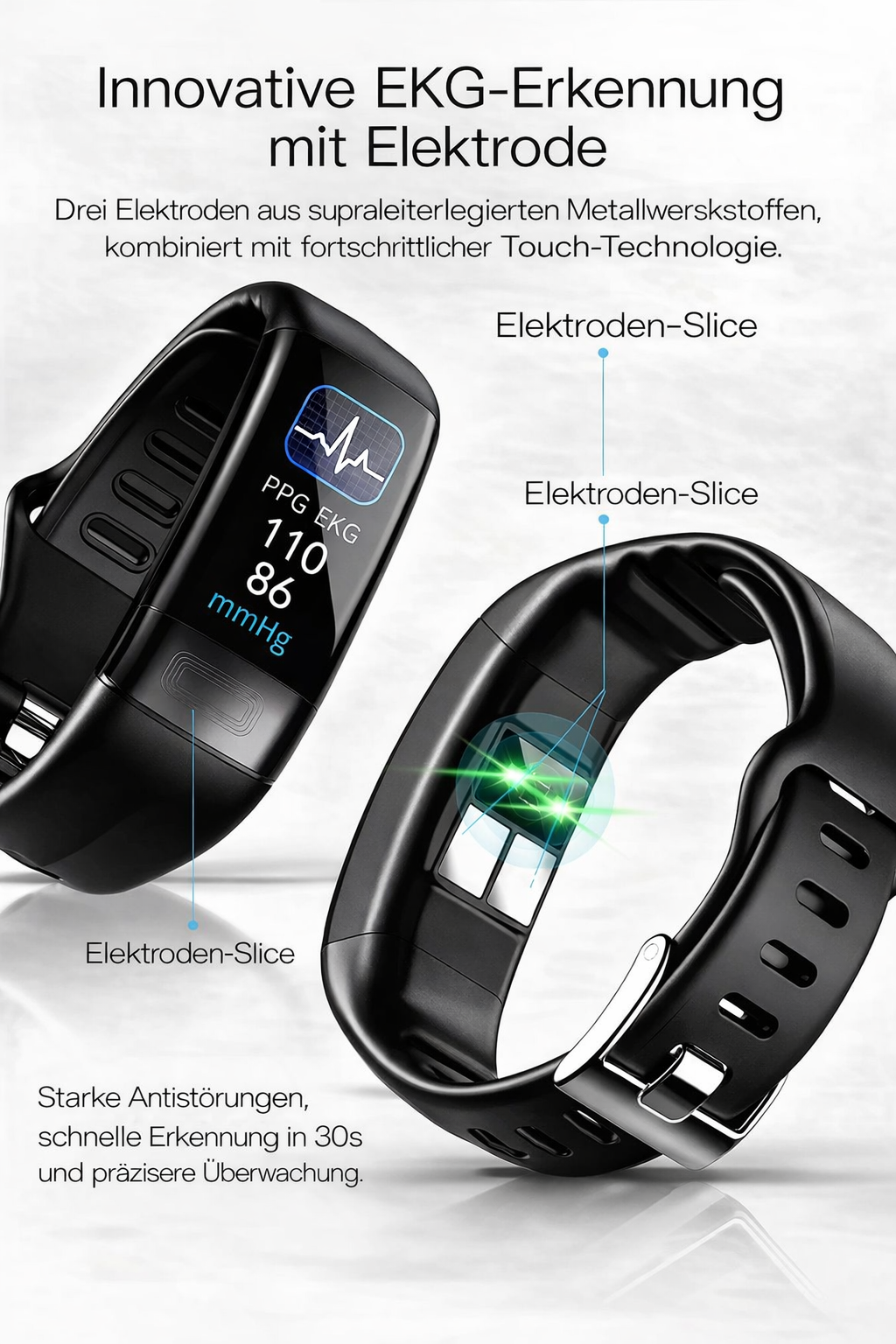Elegant Smartwatch für Gesundheitsüberwachung | ECG, Blutdruck & Schlafanalyse