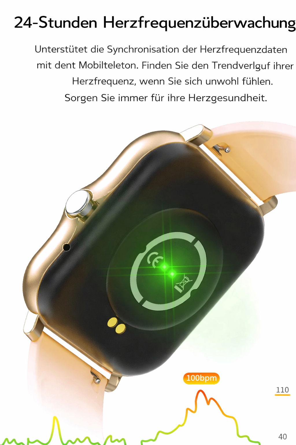 Elegant Smartwatch | Gesundheitsüberwachung | Lange Akkulaufzeit