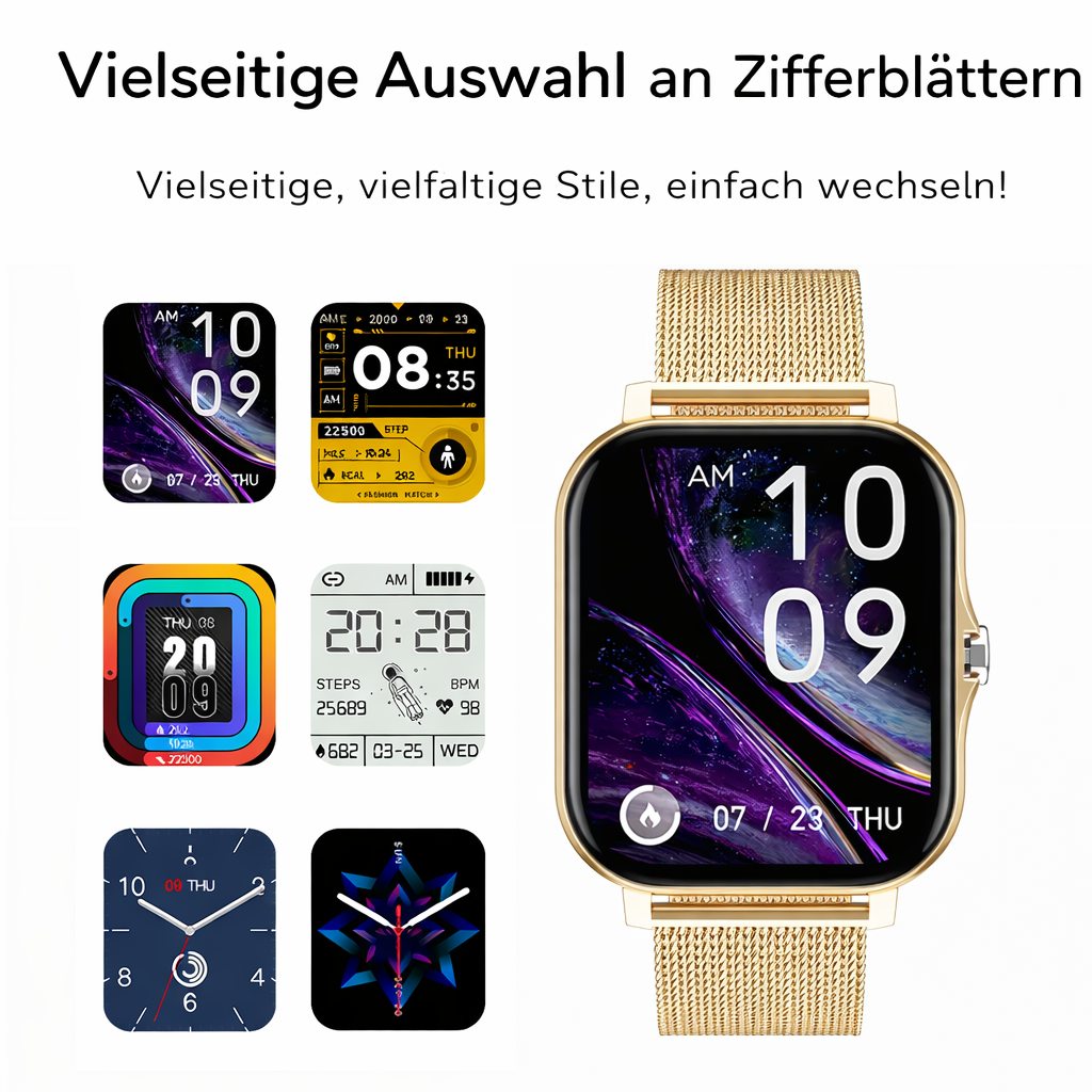 Elegant Smartwatch | Gesundheitsüberwachung | Lange Akkulaufzeit